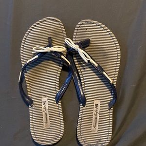 Blue and white sandals